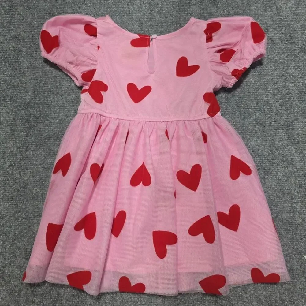 Pink Red Heart Tulle Dress Size 2T